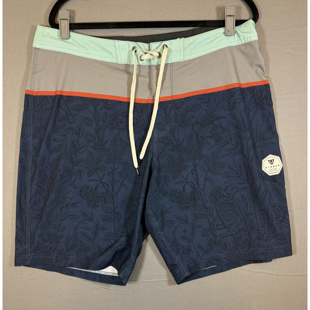 Men's Vissla Swim Drawstring Navy Blue Swim Trunks Size 36